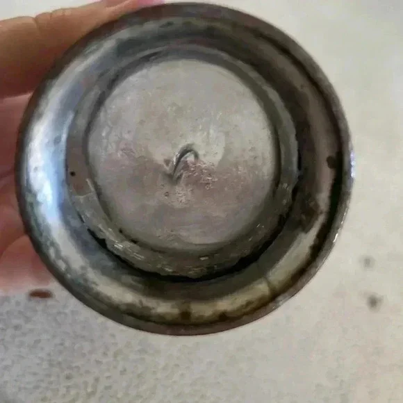 Vintage glass cruet pitcher with silver decor - Picture 4 of 8